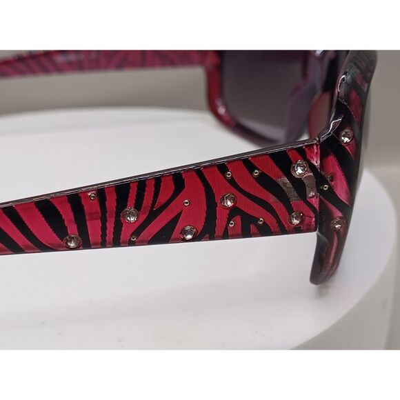 Panama Jack Pink and Black Zebra Print Rhinestone Bling Sunglasses - Picture 5 of 13